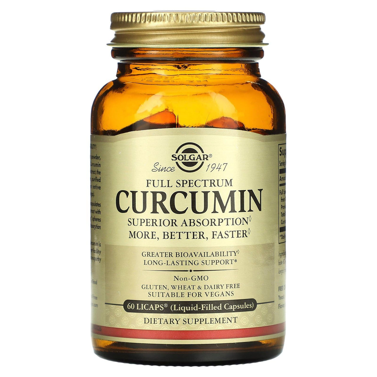 Solgar Full Spectrum Curcumin - 60 LiCaps - Superior Absorption - Brain, Joint & Immune Health - Non-GMO, Vegan, Gluten Free, Dairy Free - 60 Servings