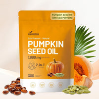 Thumbnail for VivoNu Pumpkin Seed Oil with Saw Palmetto Capsules | Cold Pressed, Pure Virgin Oil, Essential Fatty Acids & Phytosterols | 300 SoftgelsSupports Hair, Urinary, Bladder & Prostate Health | Non-GMO