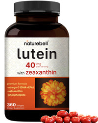 Thumbnail for Lutein 40mg + Zeaxanthin 1,600mcg, 360 Softgels | 4-in-1 Formula with Astaxanthin, Omega-3 & Phospholipids | Marigold Flower Extract | Supports Eye, Brain & Vision Health | Non-GMO, Gluten Free