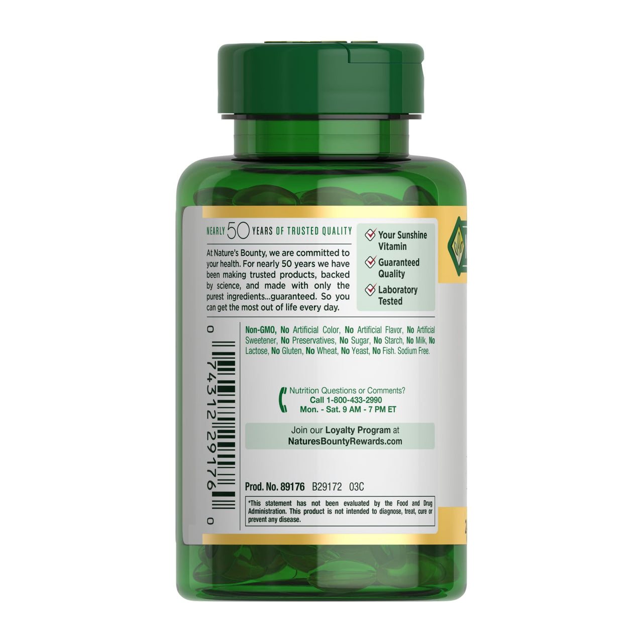 Nature's Bounty Vitamin D3 5000 IU Softgels, Rapid Release, Immune Support, Vitamin D Supplements, 240 Ct