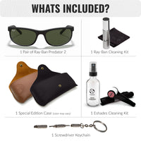 Thumbnail for Ray-Ban RB2027 PREDATOR 2 Rectangle Sunglasses With Eyewear Kit Bundle - High Bridge Fit - Ideal Formal and Casual Wear Retro Sunglasses