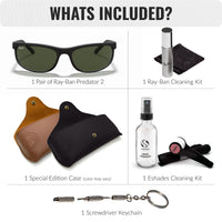 Thumbnail for Ray-Ban RB2027 PREDATOR 2 Rectangle Shaped Non-Polarized Sunglasses for Men & Women – Includes Official RAYBAN Eyewear Kit – Ideal Formal & Casual Wear Sunglasses – G-15 Green Lens