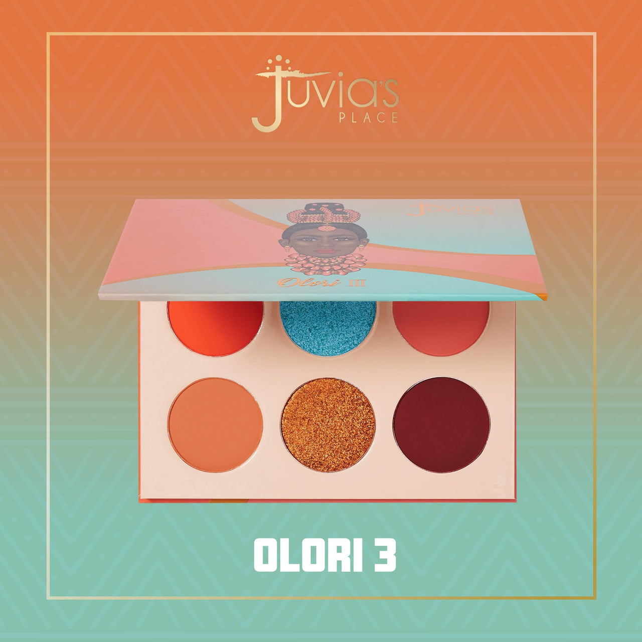 Juvia's Place Olori III Eyeshadow Palette, 6 Shades of Coral, Browns and Bronzes with a Pop of Rich Blue, Matte and Shimmers