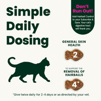 Thumbnail for VetriScience Hairball Control Chews for Cats, Omega-3 and Fiber Supplement, Support Digestion and Skin and Coat, Tasty Small Bites, Chicken, 60 Count