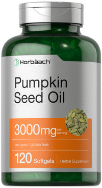 Thumbnail for Horbäach Pumpkin Seed Oil | 3000mg | 120 Softgel Capsules | Cold Pressed Dietary Supplement | Non-GMO and Gluten Free Formula