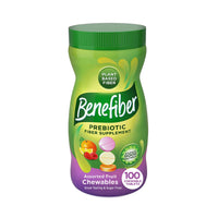 Thumbnail for Benefiber Chewable Prebiotic Fiber Supplement Tablets for Digestive Health, Assorted Fruit Flavors - 100 Count