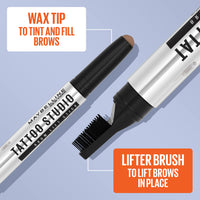 Thumbnail for Maybelline TattooStudio Brow Lift Stick Makeup with Tinted Wax Conditioning Complex, Deep Brown, 1 Count