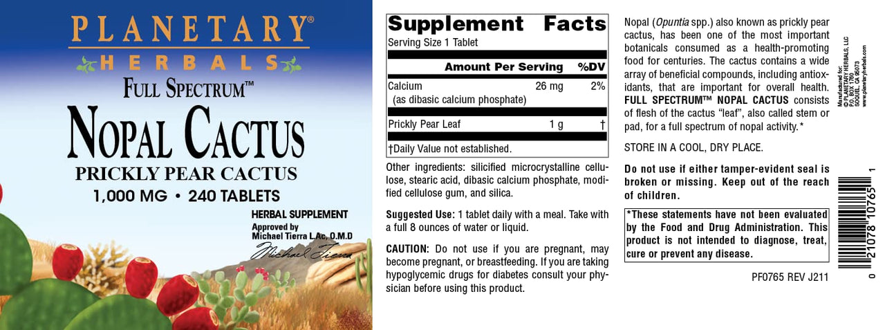 Nopal Cactus Full Spectruma 1000mg, 0.45 Pound