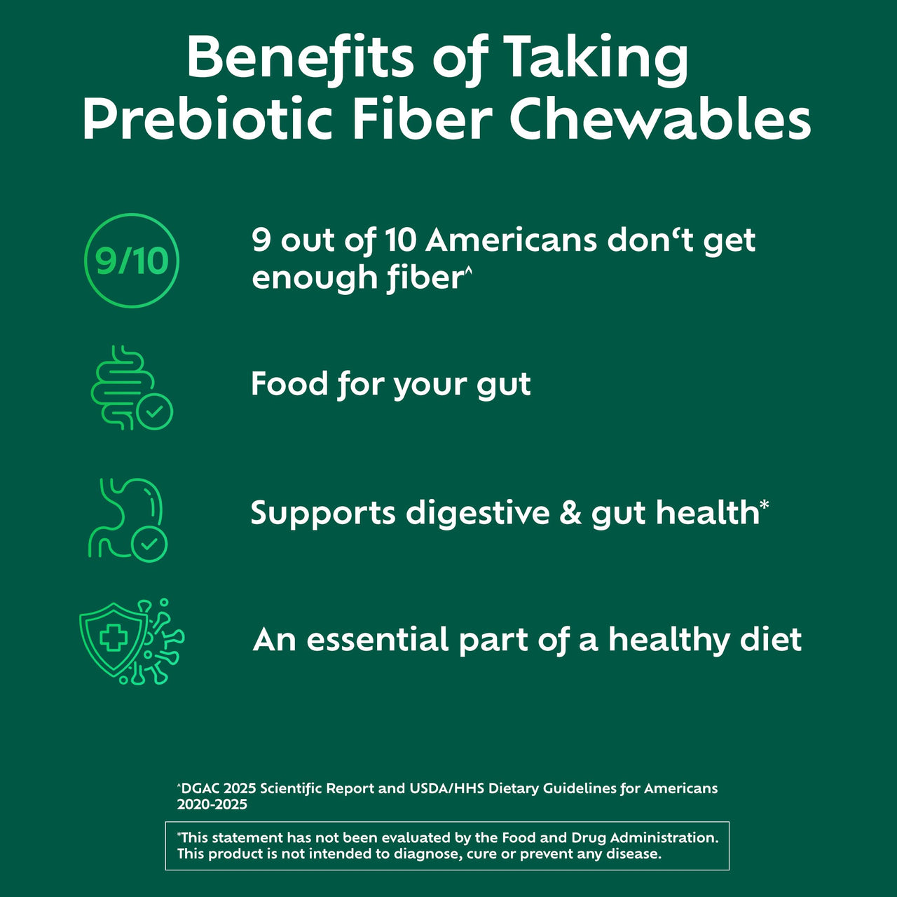 Benefiber Chewable Prebiotic Fiber Supplement Tablets for Digestive Health, Assorted Fruit Flavors - 100 Count