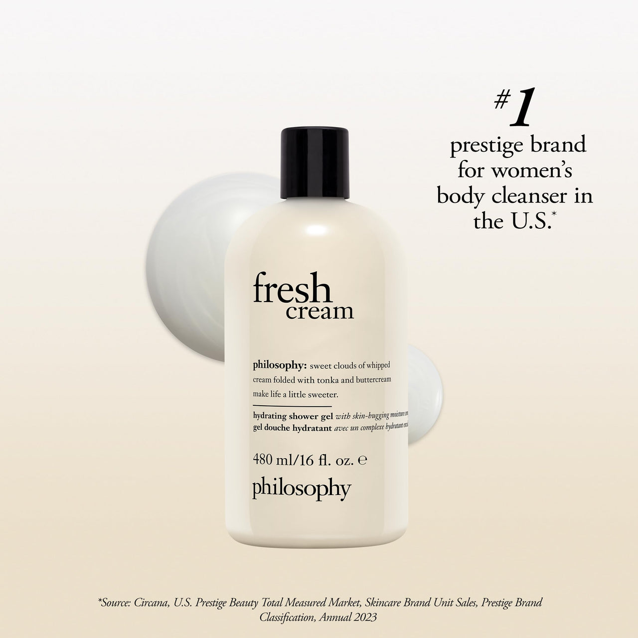 philosophy fresh cream shower gel - with notes of vanilla, heliotrope & tonka bean - 16 fl oz