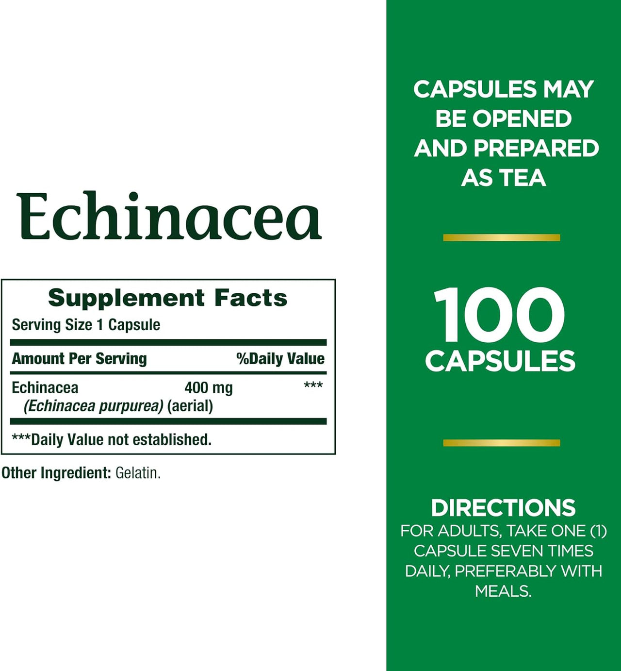 Nature's Bounty Echinacea 400mg Capsules