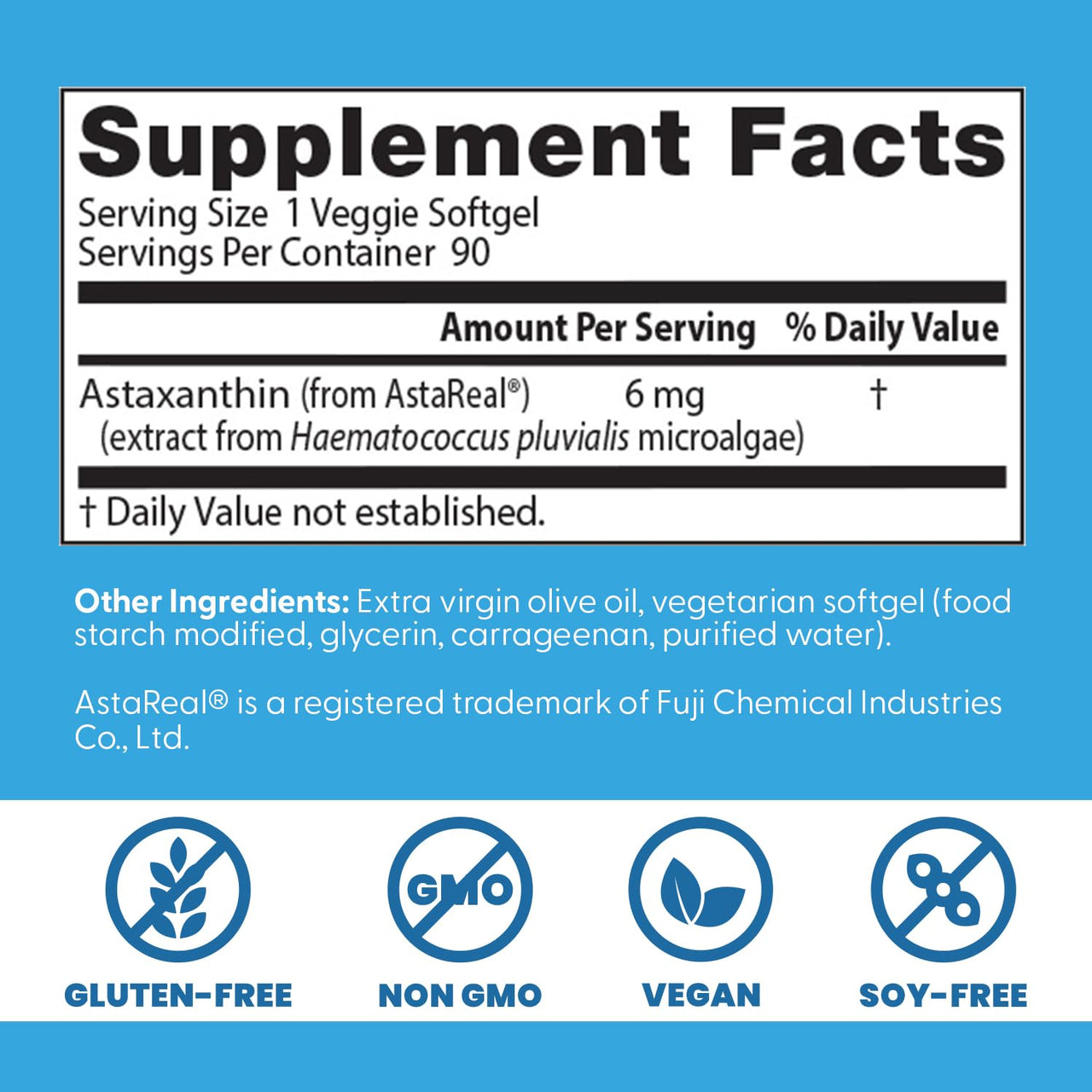 Doctor's Best Astaxanthin Vegan Supplement 6 mg - Skin Elasticity & Antioxidant Support for Men & Women, Extract from Haematococcus Pluvialis Microalgae, Non GMO, Gluten Free - 90 Veggie Softgels