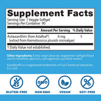 Thumbnail for Doctor's Best Astaxanthin Vegan Supplement 6 mg - Skin Elasticity & Antioxidant Support for Men & Women, Extract from Haematococcus Pluvialis Microalgae, Non GMO, Gluten Free - 90 Veggie Softgels