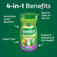 Thumbnail for Benefiber Chewable Prebiotic Fiber Supplement Tablets for Digestive Health, Assorted Fruit Flavors - 100 Count
