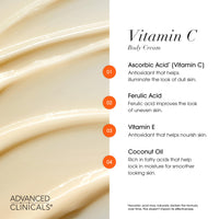 Thumbnail for Advanced Clinicals Vitamin C Cream Visibly Brightening Body Lotion | Vitamin C Moisturizer Skin Care Body Cream For Women & Men Helps Visibly Improve Look Of Dark Spots & Uneven Skin Tone, 16 Ounce