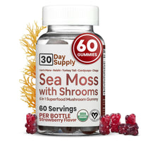Thumbnail for Atlantic Naturals Sea Moss Gummies with Lions Mane Mushroom | Sea Moss Gel Alternative with Irish Sea Moss Reishi, Cordyceps Chaga & Turkey Tail Supplement | Helps Immunity Energy & Focus | 60 Gummies