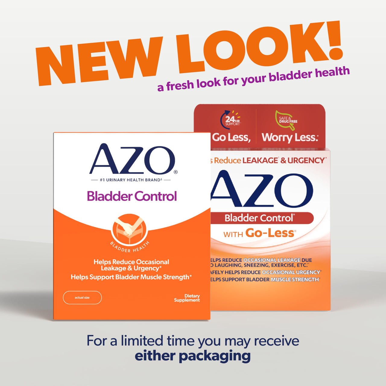 AZO Bladder Control with Go-Less Daily Supplement | Helps Reduce Occasional Urgency* | Helps reduce occasional leakage due to laughing, sneezing and exercise | 54 Count Capsules