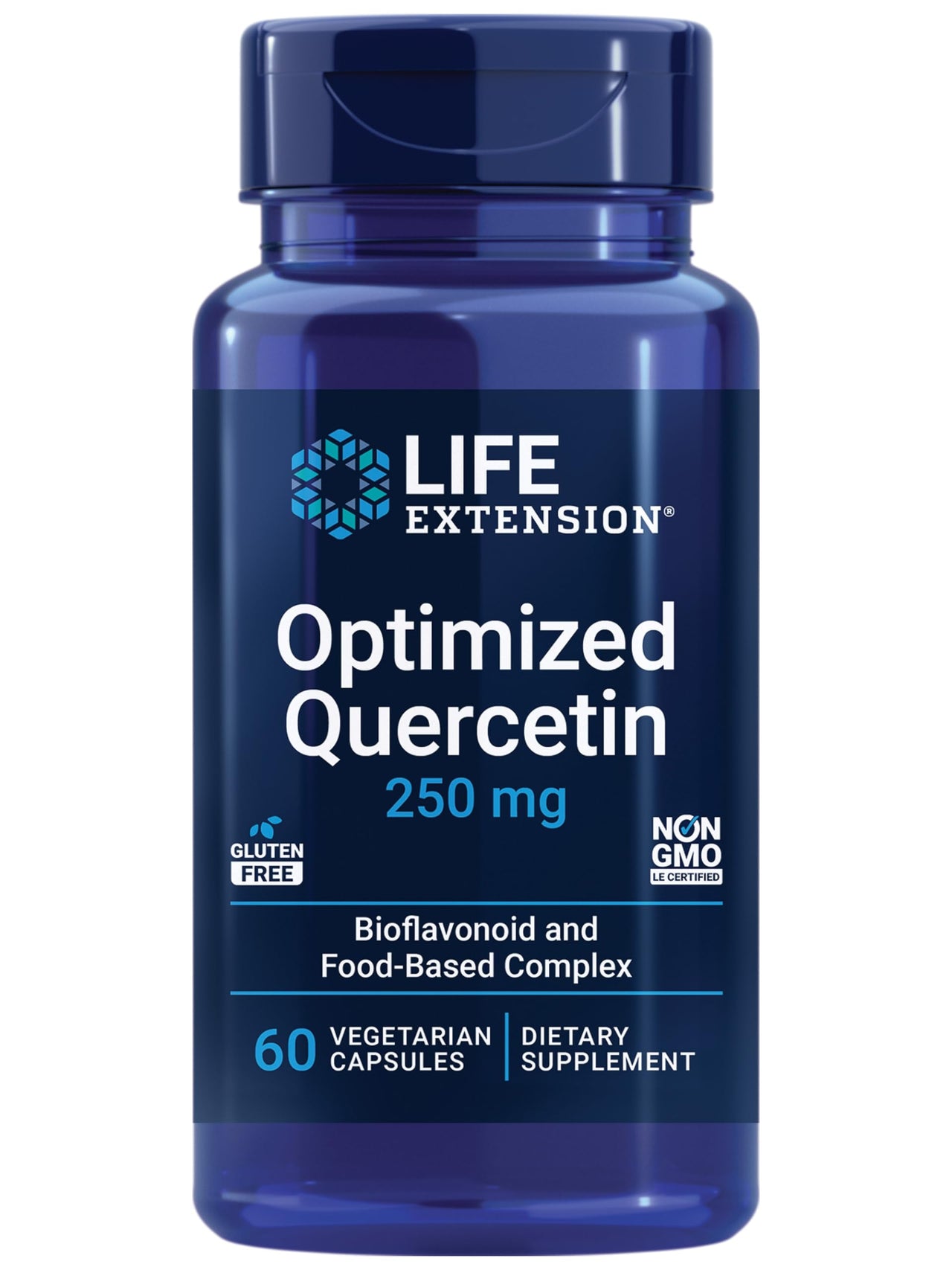 Life Extension Optimized Quercetin 250 mg Supports Immune Health, Heart Health, Non-GMO, Gluten Free - 60 Vegetarian Capsules