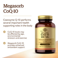 Thumbnail for Solgar Megasorb CoQ-10 100 mg, 90 Softgels - Supports Healthy Aging - Coenzyme Q10 Supplement - Enhanced Absorption - Non-GMO, Gluten Free, Dairy Free - 90 Servings