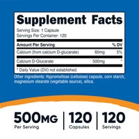 Thumbnail for Nutricost Calcium D-Glucarate 500mg, 120 Capsules - Gluten Free, Non-GMO, Vegetarian Friendly