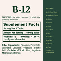Thumbnail for Nature's Bounty Vitamin B12 1000 mcg Supplements, Supports Energy Metabolism, 200 Ct