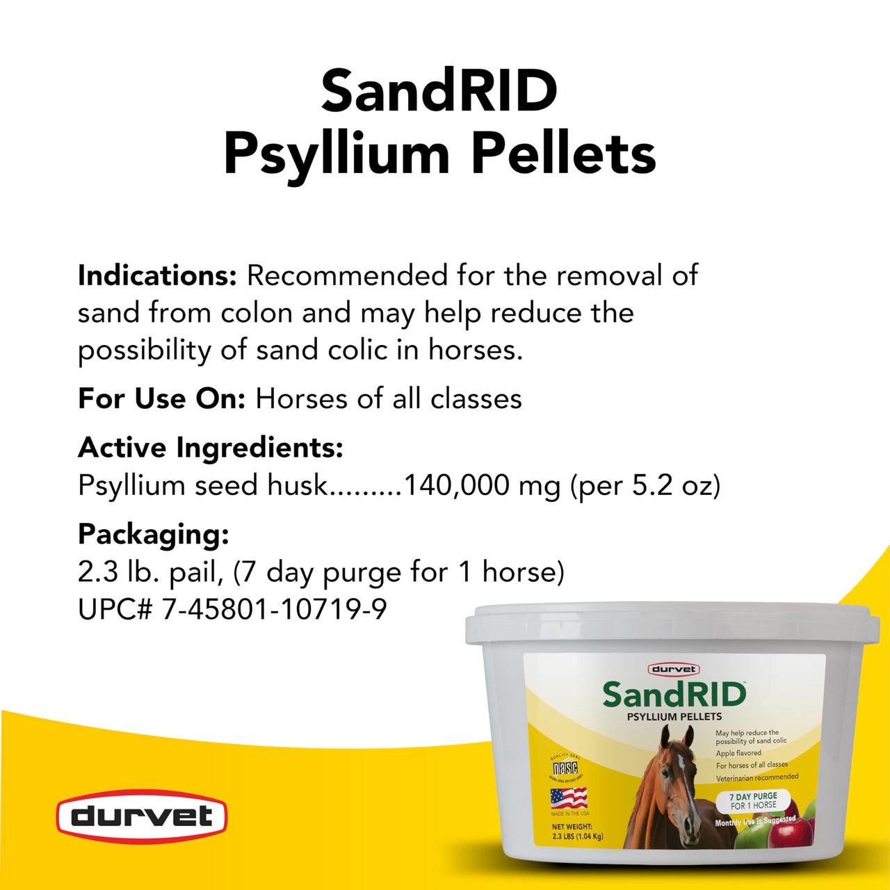 Durvet/Equine 699696 Sandrid Psyllium Pellets Value Pack for Equine, 2.3 lb