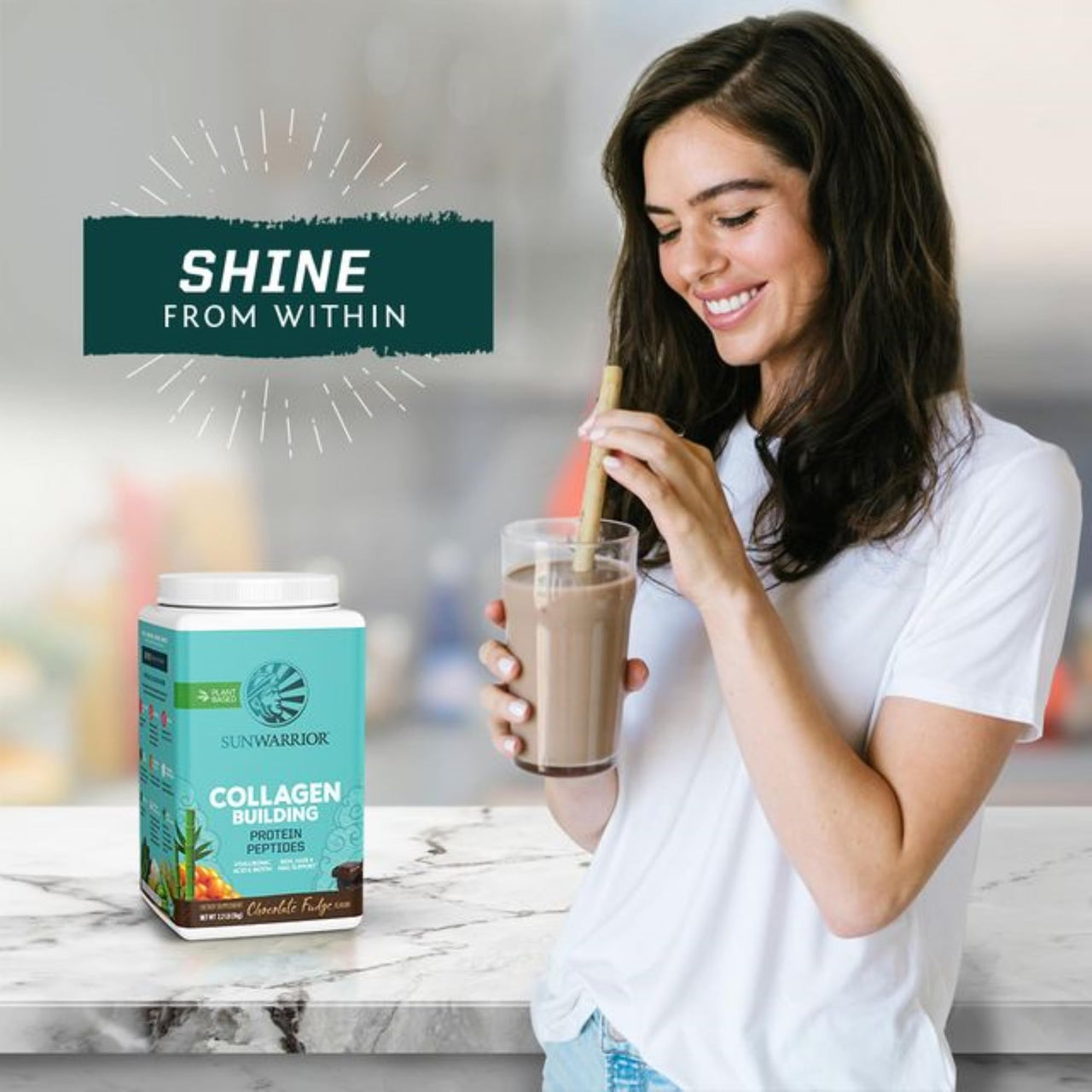 Vegan Collagen Protein Powder for Women Silica Plant Based Collagen Powder Chocolate Flavor Vegan Hair Skin and Nails Vitamins Non-GMO No Added Sugar Soy Dairy & Gluten Free (Chocolate, 40 Servings)
