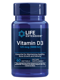 Thumbnail for Life Extension Vitamin D3 125 mcg (5000 IU), Bone Health, Brain Performance, Immune System Support, Gluten-Free, Non-GMO, Once Daily, Two-Month Supply, 60 Softgels