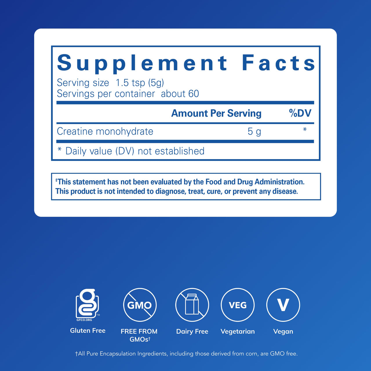 Pure Encapsulations Creatine - Creatine Supplement - Muscle Strength, Performance & Recovery - Pre-Workout Recovery Powder - Gluten-Free, Non-GMO & Hypoallergenic - 315 g (60 Servings)