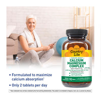 Thumbnail for Country Life Target-Mins Calcium Magnesium with Vitamin D-Complex, 1000mg/500mg/10mcg, 90 Tablets, Certified Gluten Free, Certified Vegetarian