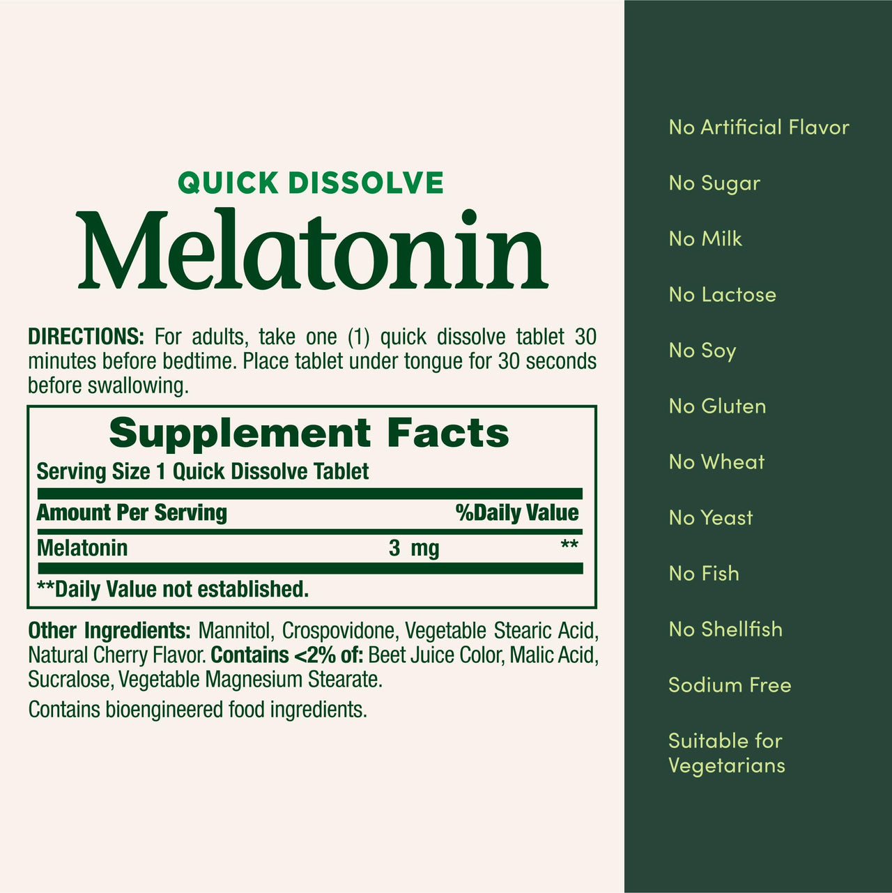 Nature's Bounty Melatonin 3mg Quick Dissolve, Sleep Aid Supplement, Sleep Aids for Adults, Cherry Flavor, 240 Count (Pack of 1)