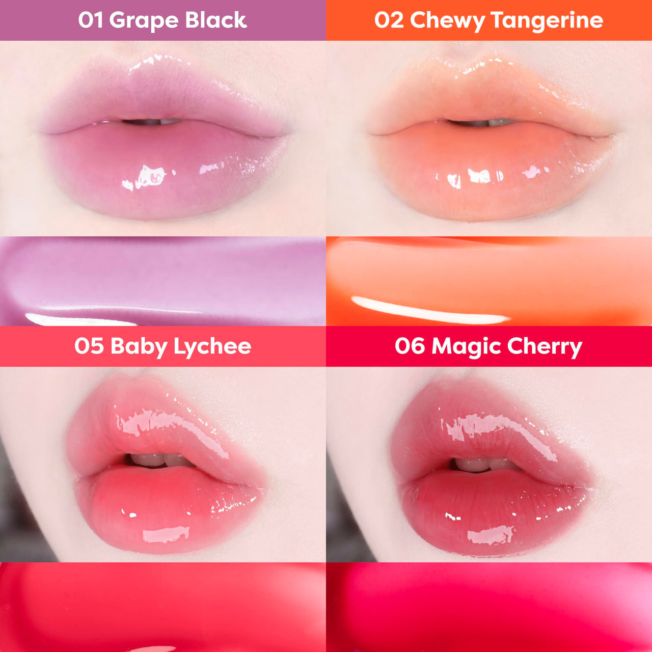 COLORGRAM FRUITY GLASS GLOSS 02 CHEWY TANGERINE | Non-Sticky Glossy Lip Tint with Glass-Like Shine | Long-Lasting Hydrating Lip Gloss for Smooth & Plump Lips