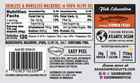 Thumbnail for Season Mackerel in Olive Oil - Skinless & Boneless, Wild Caught Fish, Keto Snacks, Canned Mackerel Fillets, Full of Vitamins, Low in Mercury, Kosher, Non-GMO, 20g of Protein - 4.37 Oz, 12-Pack