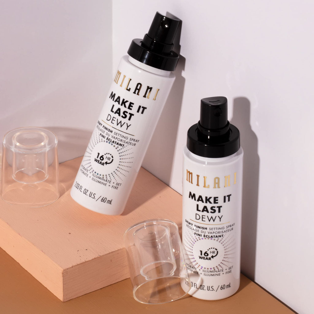 Milani Setting Spray + Primer, Make It Last Dewy - Dewy Finish Moisturizing Formula for Glow on the Go, Setting Spray for Makeup and Face Primer, Prime + Set + Hydrate, 2.03 Fl. Oz - 2 Pack
