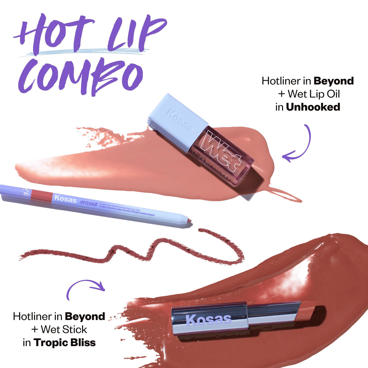 Kosas Hotliner Retractable Lip Liner Pencil with Built-In Brush & Sharpener - Easy Contouring, Hydrating, Long-Lasting - Pigmented Creamy Texture for Plumping Lips - Hyaluronic Acid & Konjac- Beyond