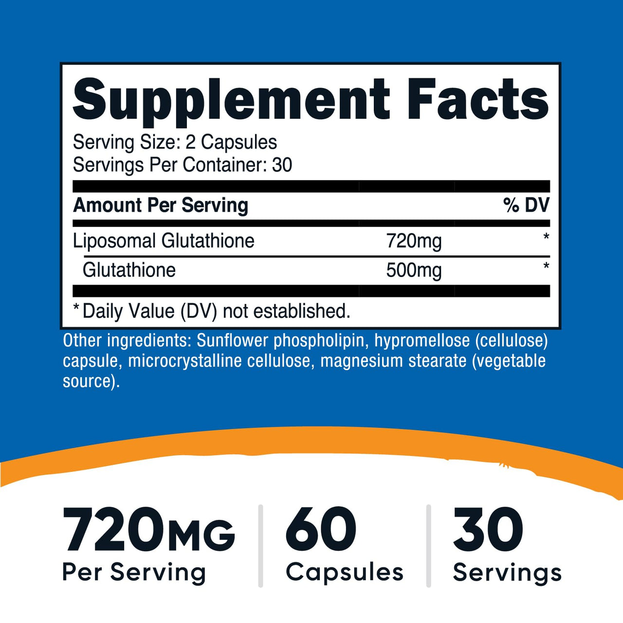 Nutricost Liposomal Glutathione Supplement 60 Capsules, 720 mg Per Serving - Vegan, GMO-Free, 30 Servings