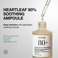 Thumbnail for Anua Heartleaf 80 Soothing Ampoule, Hydration Facial Serum for Glass Skin, Panthenol, Hyaluronic Acid, Non-Greasy, Gentle Formula, Lightweight Essence, Vegan, Korean Skin Care, 30ml/1.01 fl.oz