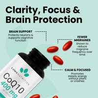 Thumbnail for Luma Nutrition CoQ10 400mg Softgels - High-Absorption Coenzyme Q10 - Co Q-10 200mg / 400mg Per Serving - Heart Health - 60 Liquid Softgels