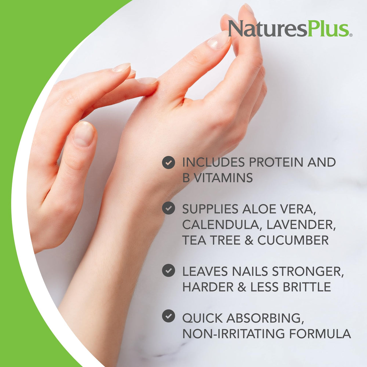 NaturesPlus Ultra Nails Nutrient-Activated Strengthener - 0.25 fl oz - Naturally Strengthens Nails & Cuticles - Conditions Nails with Aloe, Calendula, Vitamins & Protein - Formaldehyde Free, Vegan