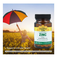 Thumbnail for Country Life Target-Mins Zinc 50 mg 90 Tablets - Zinc Supplements for Immune Health - Zinc 50mg - Zinc Support