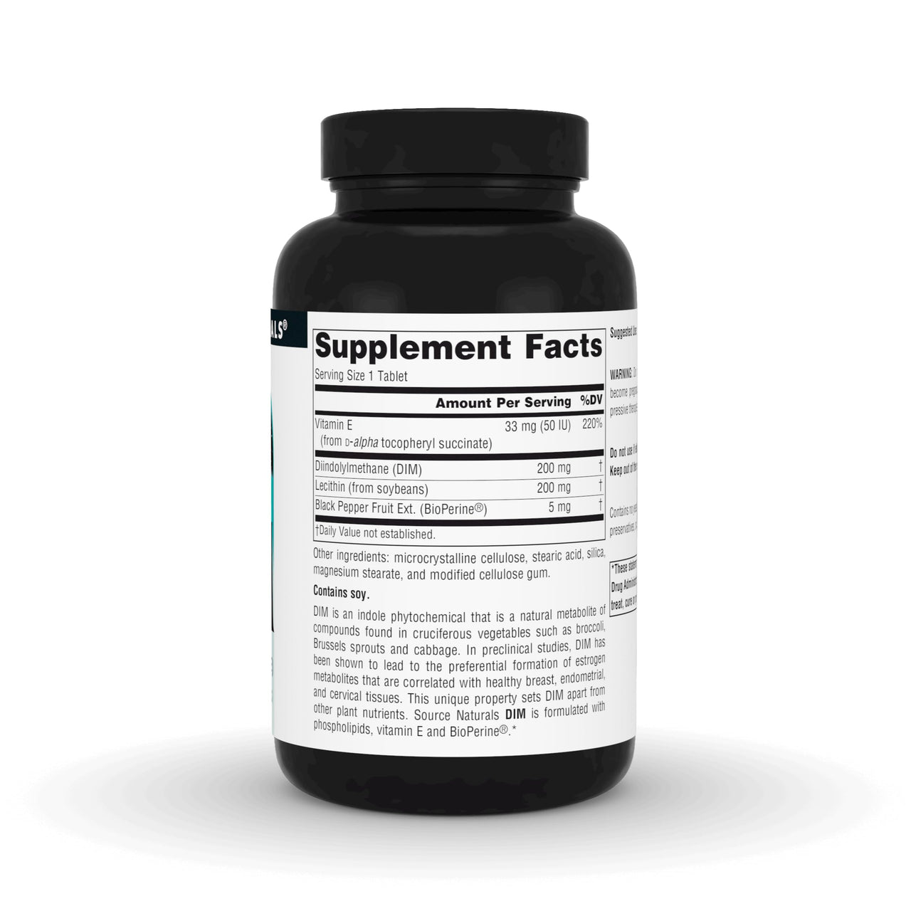 Source Naturals DIM, Diindolylmethane 200mg with BioPerine, Vitamin E & More - 120 Tablets