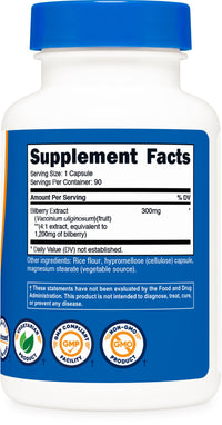 Thumbnail for Nutricost Bilberry Capsules 1200mg Equivalent (90 Vegetarian Capsules) - Gluten Free and Non-GMO