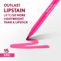 Thumbnail for COVERGIRL Outlast, 15 Epic, Lipstain, Smooth Application, Precise Pen-Like Tip, Transfer-Proof, Satin Stained Finish, Vegan Formula, 0.06oz