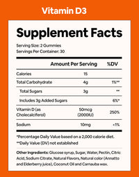 Thumbnail for Black Girl Vitamins - Vitamin D3 Gummies, for Immune, Energy, and Bone Support, 2000IU (50mcg) Vitamin D per Serving, Gluten-Free Vitamin D Gummies
