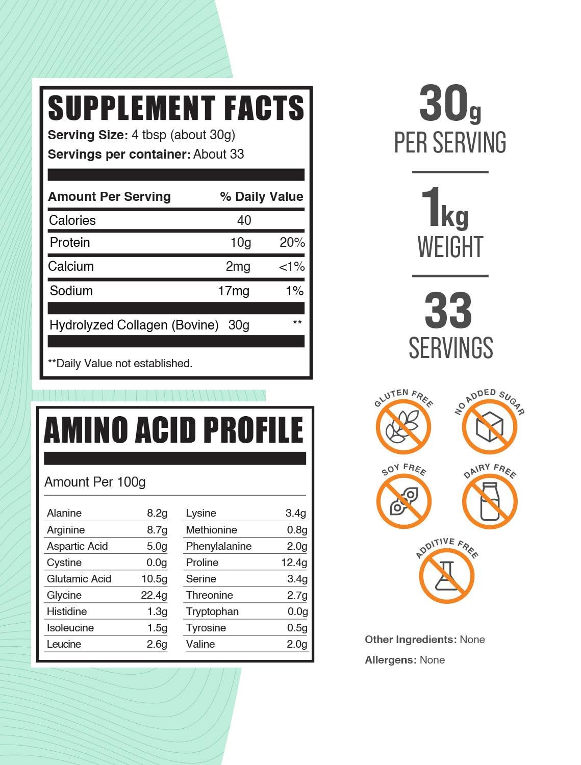 BulkSupplements.com Collagen Peptides Powder - Bovine Collagen Powder, Powdered Collagen Supplement - Hydrolyzed & Gluten Free, 30g per Serving, 1kg (2.2 lbs) (Pack of 1)