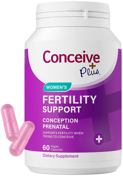 CONCEIVE PLUS Womens Fertility Support – Prenatal Multivitamin for Trying to Get Pregnant – Conception Blend, Hormonal Balance, Folate, Zinc, Thiamin, Riboflavin, Biotin – Non-GMO, Vegan – 30 Days