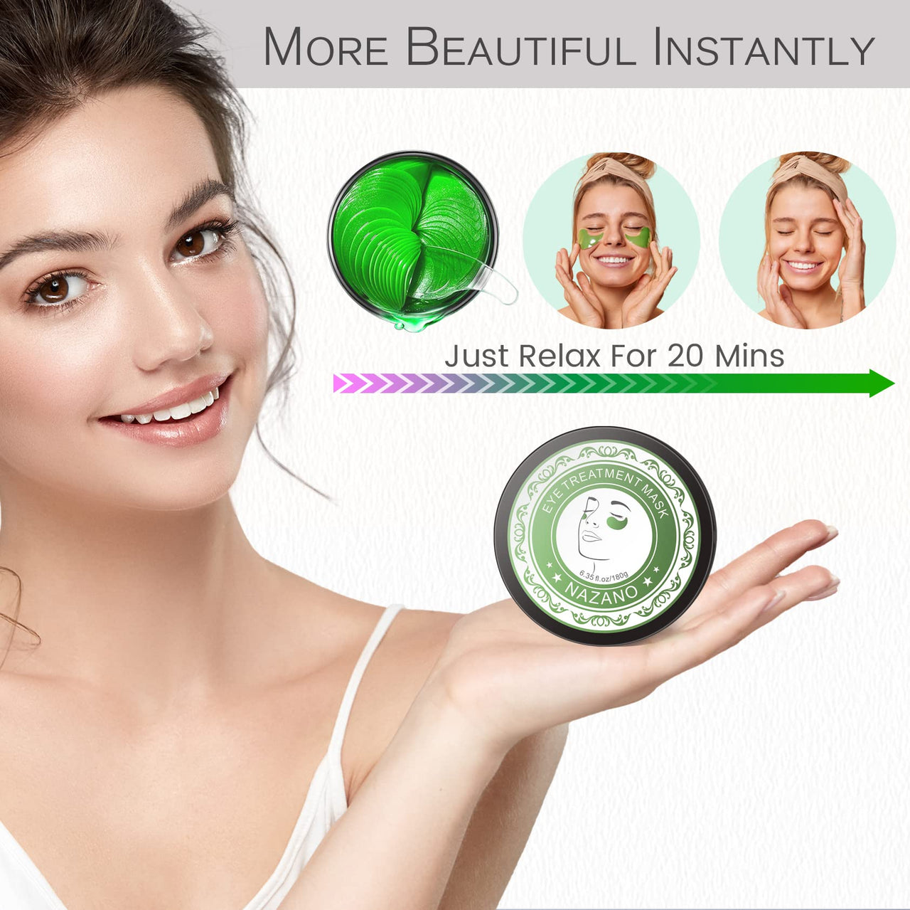 NAZANO Under Eye Patches for Dark Circles and Puffiness - Under Eye Masks Anti-Aging Collagen Hyaluronic Acid, Reduce Dark Circles & Wrinkles Skincare Beauty Products for Self Care (30 Pairs) 2