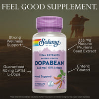 Thumbnail for SOLARAY Dopabean 333mg - Mucuna Pruriens L-Dopa - Wellness Support Supplement - Velvet Beans Seed Extract with 15% L Dopa Plus Alpha Galactosidase - Enteric Coated, 60-Day Guarantee - 60 Servings