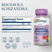 Thumbnail for SOLARAY Rhodiola Schizandra - Rhodiola Rosea Extract - Energy Support and Occasional Stress Relief Supplement - Vegan, Lab Verified, 60-Day Guarantee - 60 Servings, 60 VegCaps