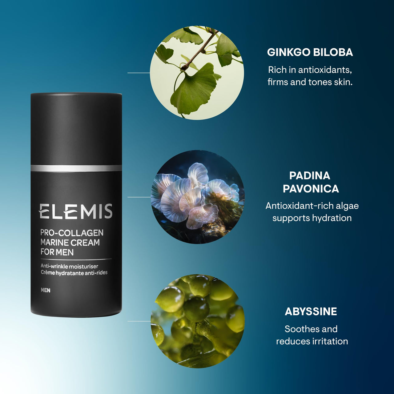 ELEMIS Men Pro-Collagen Marine Cream 30ml Lightweight Anti-Aging Moisturizer for Mens Skincare